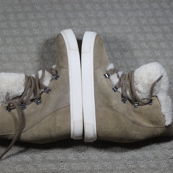 STEVE MADDEN LIFT Size 10B SUEDE WEDGE FAUX FUR ANKLE BOOT - Picture 4 of 6